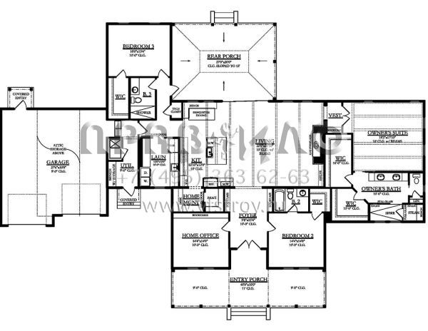 Проект одноэтажного дома с гаражом на две машины в стиле Ранчо S5-288 (3978-00185)