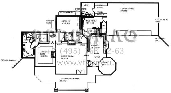 Проект двухэтажного дома с гаражом на три и более машин в стиле Шале S5-401 (039-00650)