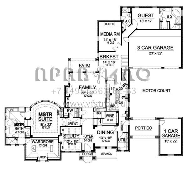 Проект двухэтажного дома с гаражом на три и более машин в современном стиле S5-507 (5445-00147)
