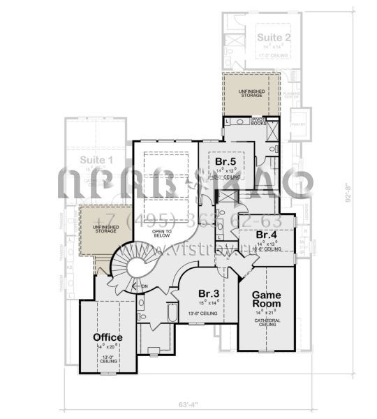 Проект двухэтажного дома с гаражом на три и более машин в стиле Ранчо S5-482 (402-01787)
