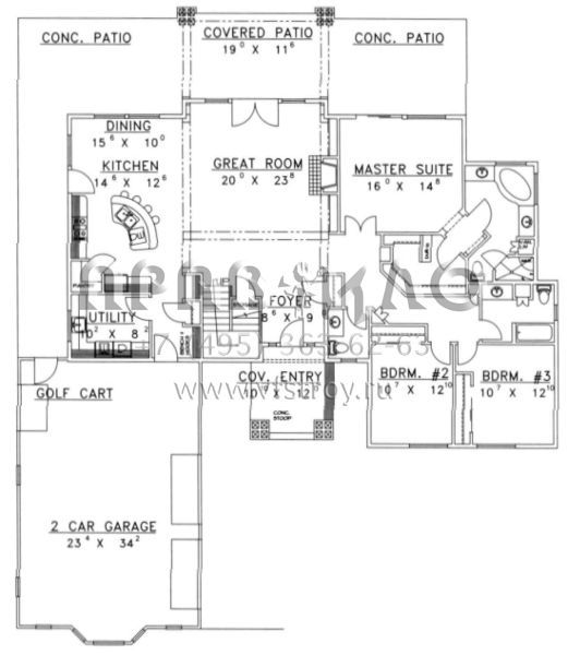 Проект двухэтажного дома с гаражом на две машины в американском стиле S5-228 (039-00355)