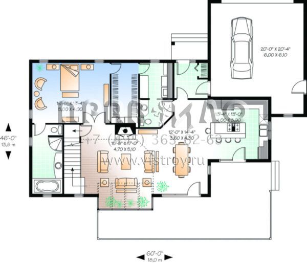 Проект двухэтажного дома с гаражом на две машины в современном стиле S5-195 (034-00023)