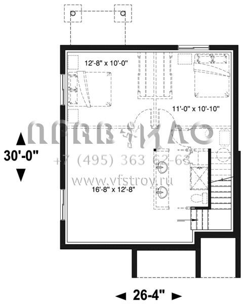 Проект одноэтажного дома без гаража в современном стиле S5-142 (034-01140)