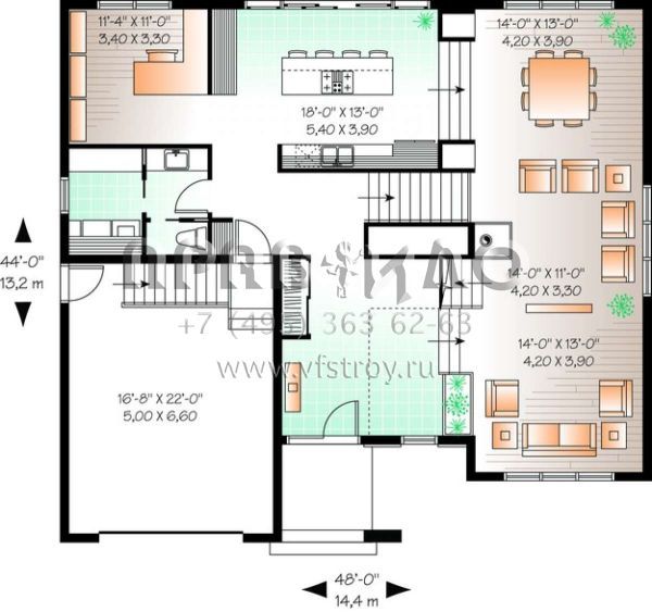 Проект двухэтажного дома с гаражом на одну машину в современном стиле S5-297 (034-00758)
