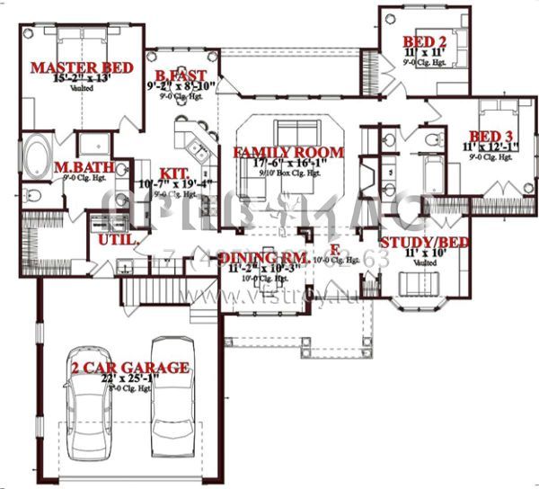 Проект одноэтажного дома с гаражом на две машины в стиле Ранчо S5-176 (1070-00019)