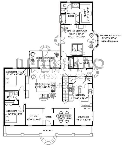 Проект одноэтажного дома без гаража в стиле Ранчо S5-217 (1776-00065)