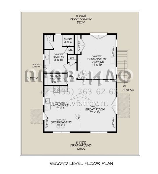 Проект двухэтажного дома с гаражом на одну машину в стиле Ранчо S5-143 (940-00595)