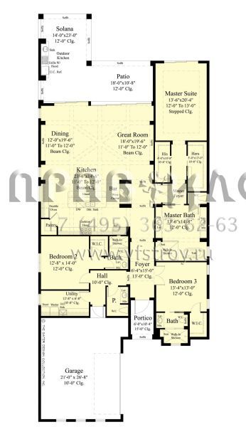 Проект одноэтажного дома с гаражом на две машины в прибрежном стиле S5-258 (8436-00001)