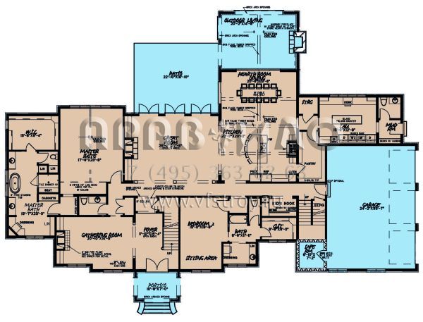 Проект двухэтажного дома с гаражом на три и более машин в английском стиле S5-540 (8318-00192)