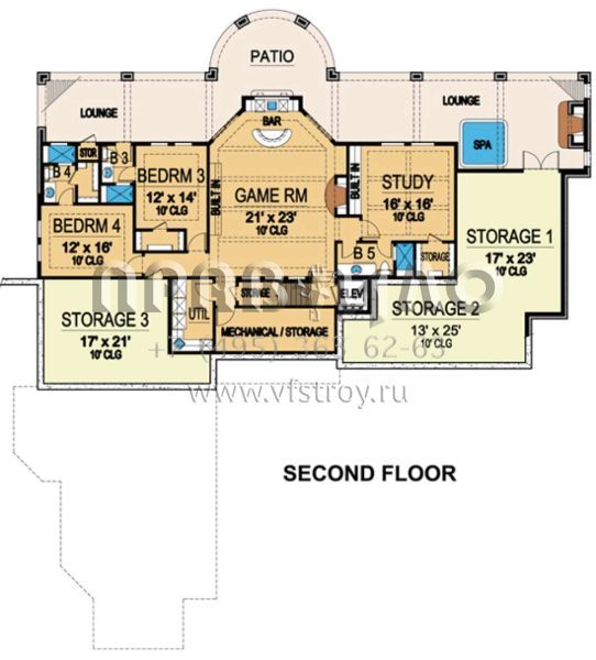Проект двухэтажного дома с гаражом на три и более машин в стиле Шале S5-511 (5445-00093)
