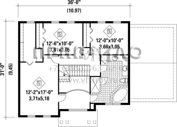 Проект двухэтажного дома с гаражом на одну машину в стиле Ранчо S5-193 (6146-00190)