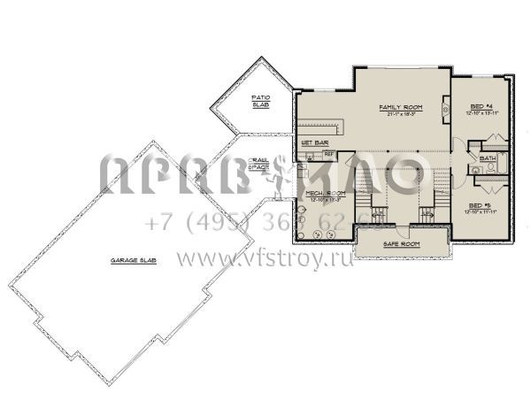 Проект двухэтажного дома с гаражом на три и более машин в современном стиле S5-299 (5032-00097)