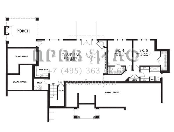 Проект одноэтажного дома с гаражом на три и более машин в английском стиле S5-458 (2559-00719)