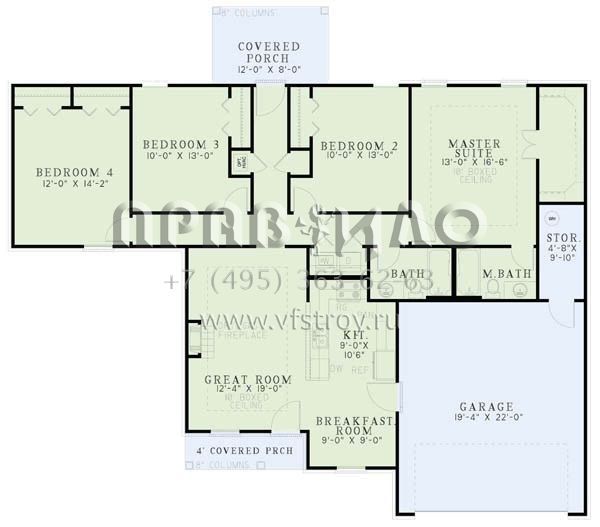 Проект одноэтажного дома с гаражом на две машины в стиле Ранчо S5-145 (110-01108)