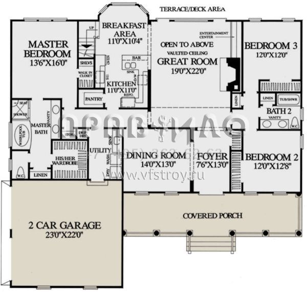 Проект двухэтажного дома с гаражом на две машины в классическом стиле S5-200 (7922-00147)