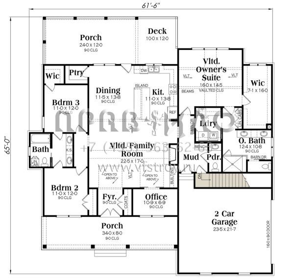 Проект одноэтажного дома с гаражом на две машины в современном стиле S5-192 (009-00312)