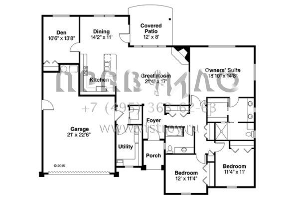 Проект одноэтажного дома с гаражом на две машины в стиле Ранчо S5-195 (035-00728)