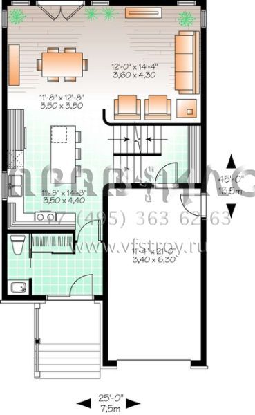 Проект двухэтажного дома с гаражом на одну машину в современном стиле S5-156 (034-01036)