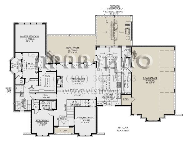 Проект двухэтажного дома с гаражом на три и более машин в английском стиле S5-369 (4534-00058)