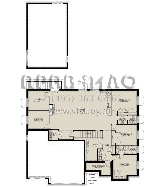 Проект одноэтажного дома с гаражом на три и более машин в стиле Ранчо S5-227 (2802-00040)