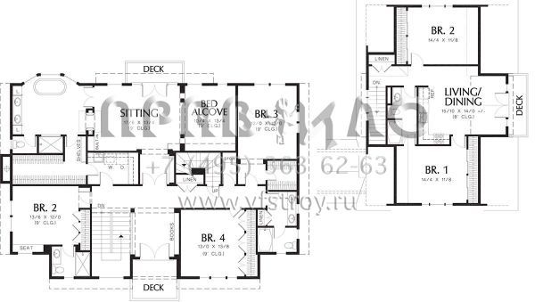 Проект двухэтажного дома с гаражом на три и более машин в стиле Ранчо S5-481 (2559-00576)