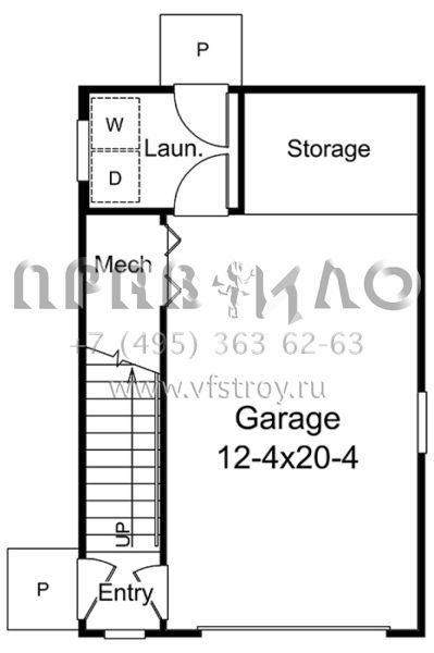 Проект двухэтажного дома с гаражом на одну машину в стиле Ранчо S5-32 (5633-00242)