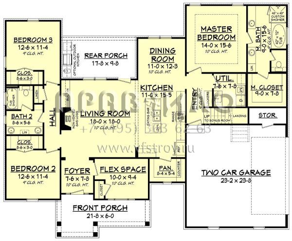 Проект двухэтажного дома с гаражом на две машины в американском стиле S5-194 (041-00176)