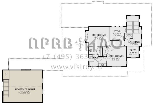 Проект двухэтажного дома с гаражом на одну машину в стиле Ранчо S5-247 (3978-00266)