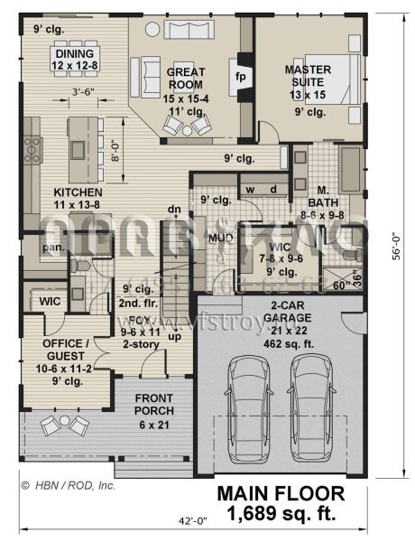 Проект двухэтажного дома с гаражом на две машины в американском стиле S5-237 (098-00401)