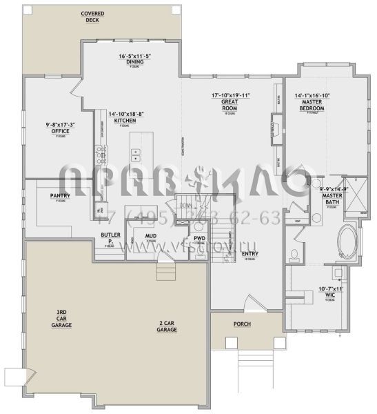 Проект дома с гаражом на три машины для строительства на склоне S5-353 (8768-00011)