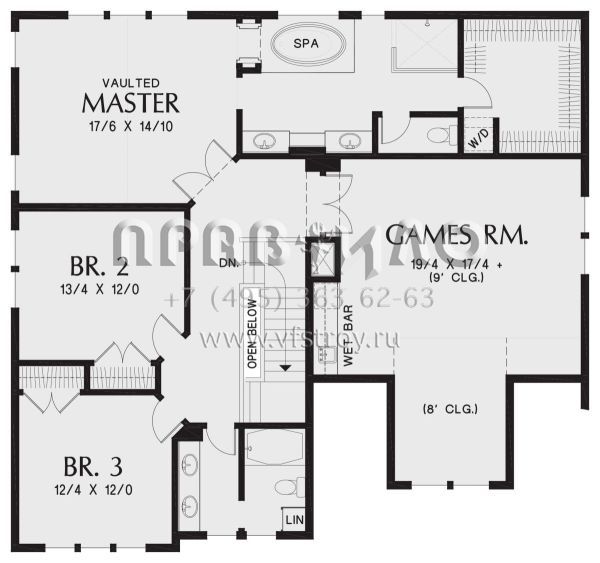 Проект двухэтажного дома с гаражом на три и более машин в американском стиле S5-276 (2559-00878)