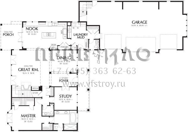 Проект двухэтажного дома с гаражом на три и более машин в американском стиле S5-321 (2559-00529)