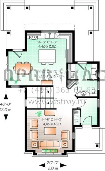 Проект двухэтажного дома без гаража в стиле Ранчо S5-159 (034-00467)