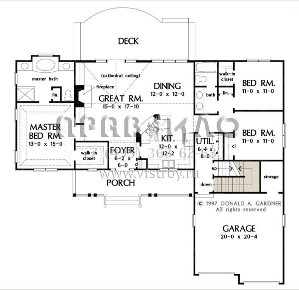 Проект одноэтажного дома с гаражом на две машины в стиле Ранчо S5-141 (2865-00151)