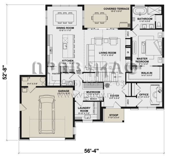 Проект двухэтажного дома с гаражом на одну машину в современном стиле S5-201 (034-01355)