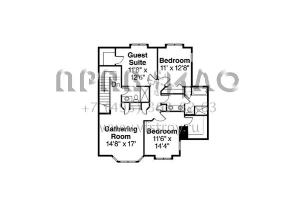 Проект двухэтажного дома с гаражом на три и более машин в стиле Ранчо S5-354 (035-00748)