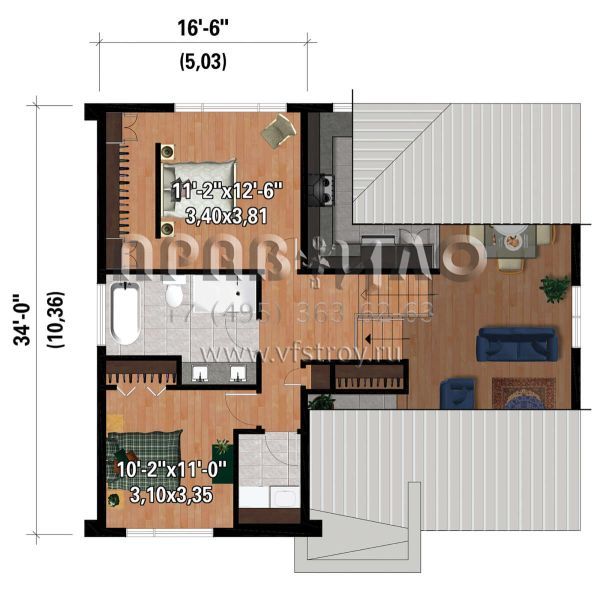 Проект двухэтажного дома с гаражом на одну машину в современном стиле S5-120 (6146-00496)