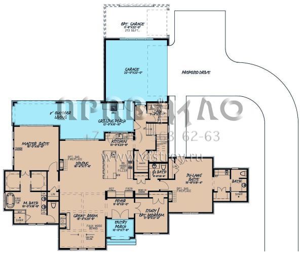 Проект двухэтажного дома с гаражом на две машины в английском стиле S5-335 (8318-00193)