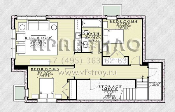 Проект двухэтажного дома с гаражом на две машины в стиле Ранчо S5-207 (1637-00159)