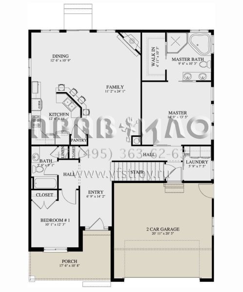 Проект одноэтажного дома с гаражом на две машины в стиле Ранчо S5-144 (2802-00214)