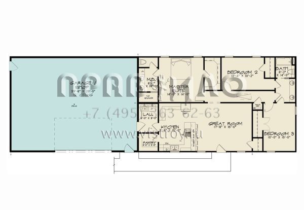 Проект одноэтажного дома с гаражом на две машины в стиле БарнХаус S5-139 (8318-00308)