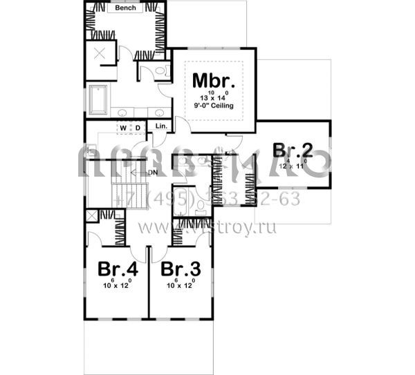 Проект двухэтажного дома с гаражом на три и более машин в прибрежном стиле S5-225 (963-00158)