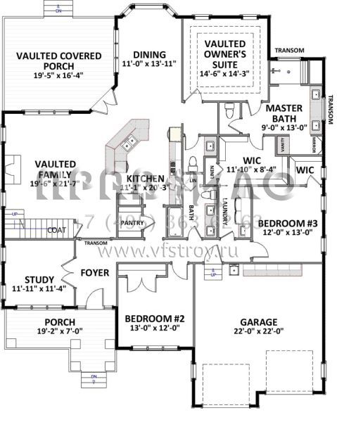 Проект двухэтажного дома с гаражом на две машины в американском стиле S5-264 (6849-00049)