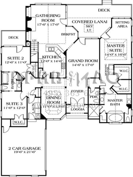 Проект одноэтажного дома с гаражом на две машины в английском стиле S5-228 (3323-00112)