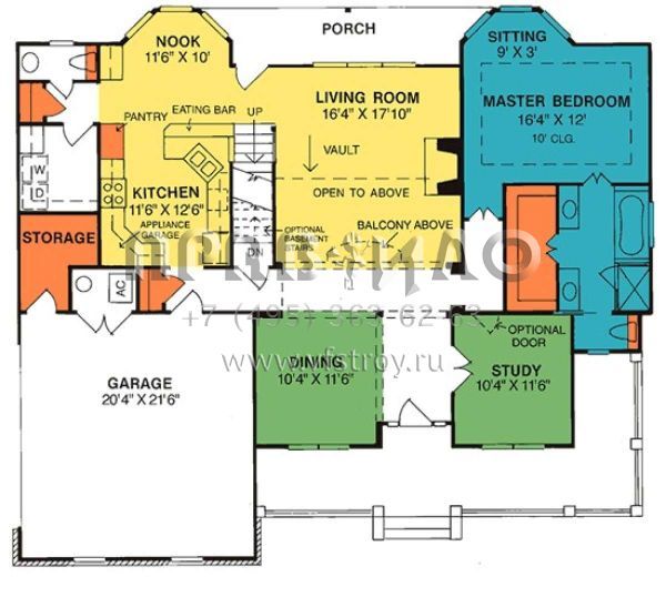 Проект двухэтажного дома с гаражом на две машины в стиле Ранчо S5-221 (4848-00282)