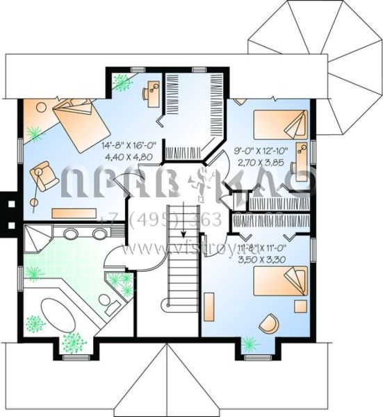 Проект двухэтажного дома без гаража в стиле Ранчо S5-191 (034-00370)