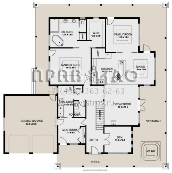 Проект двухэтажного дома с гаражом на две машины в стиле Ранчо S5-287 (2699-00008)