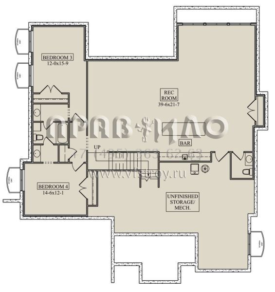 Проект одноэтажного дома с гаражом на три и более машин в американском стиле S5-242 (5631-00240)