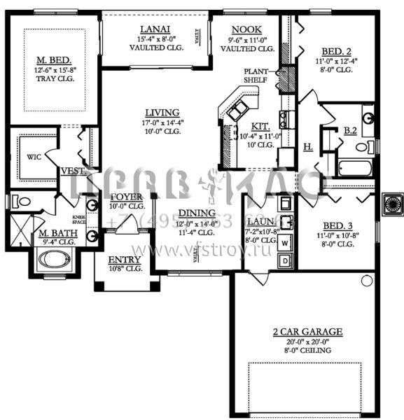 Проект одноэтажного дома с гаражом на две машины в современном стиле S5-170 (3978-00159)
