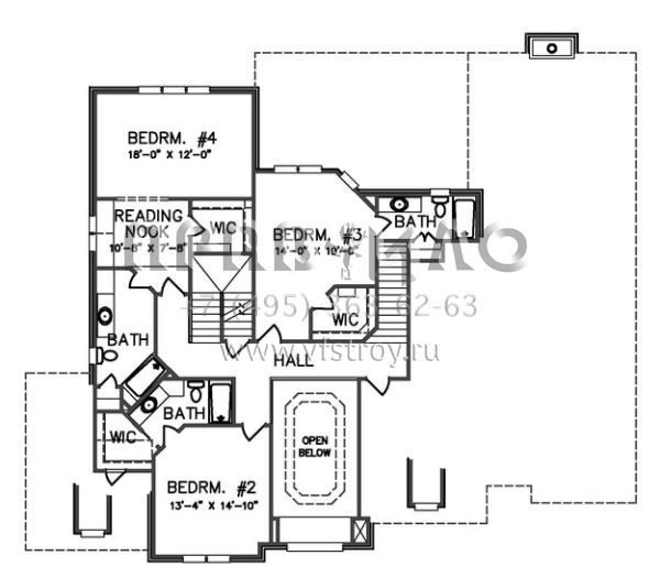 Проект двухэтажного дома с гаражом на три и более машин в стиле Ранчо S5-426 (6819-00018)